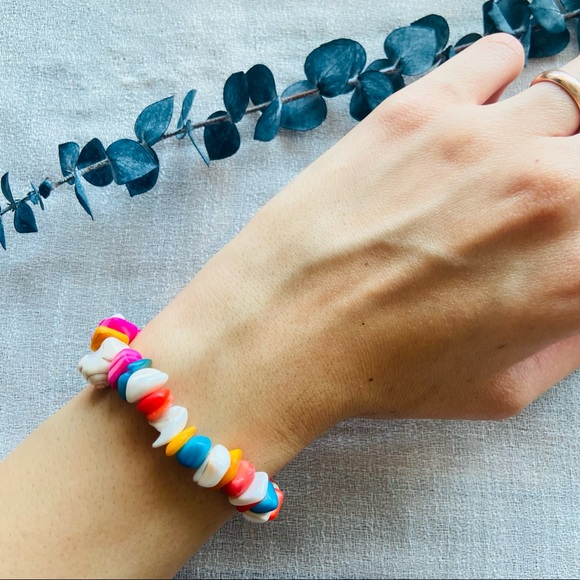 Elastic band shell colorful bracelet handmade - Picture 3 of 3